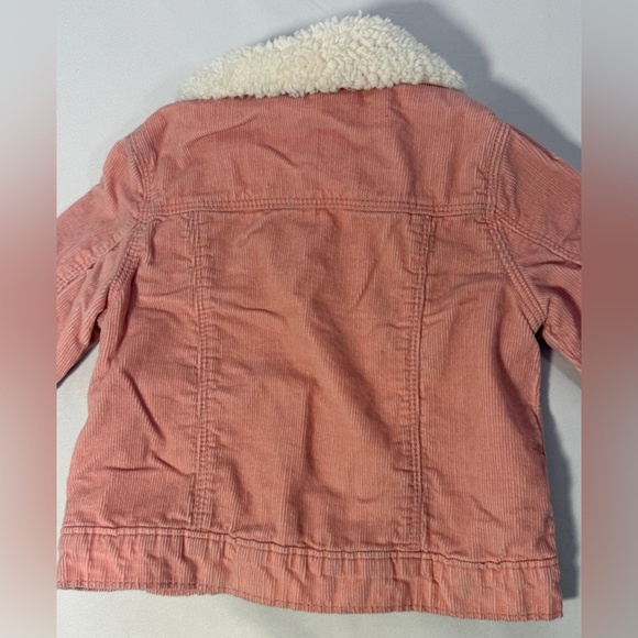 OshKosh Girls Pink Corduroy Jacket Sherpa Lined Faux Fur 4T Button Front Coat - Picture 10 of 15